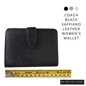 Coach Black Saffiano Leather Women’s Wallet Coin Purse Snap Closure